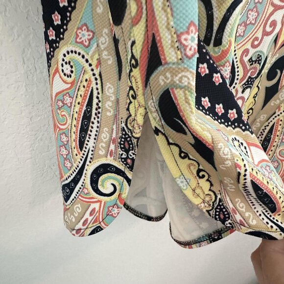 Jules & Leopold Top Womens 2X Multicolor Paisley Stretch Zip Back Artsy Boho - Picture 4 of 9